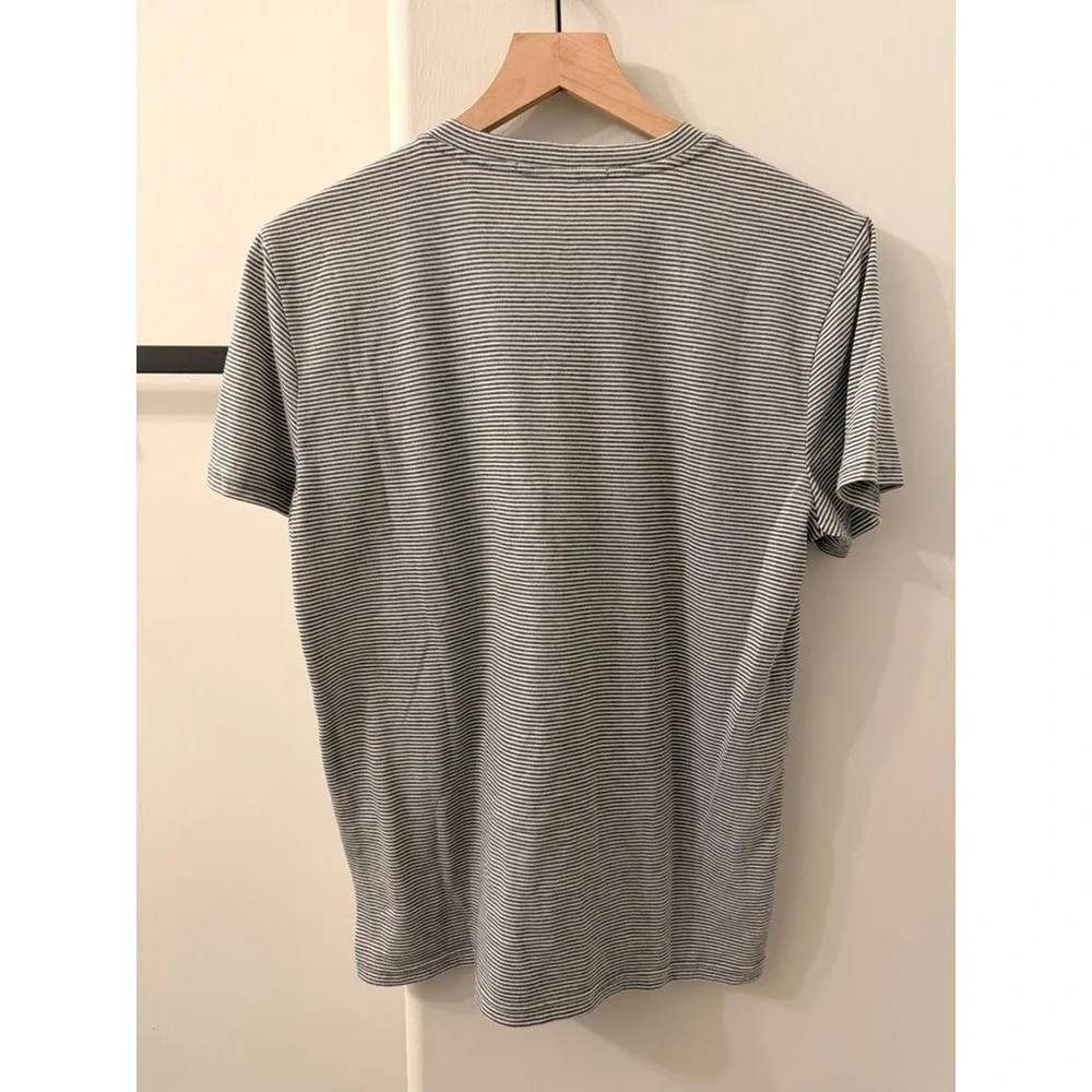 Mika Jaymes Pocket T-Shirt Mens Grey White Micro Stripe Tee